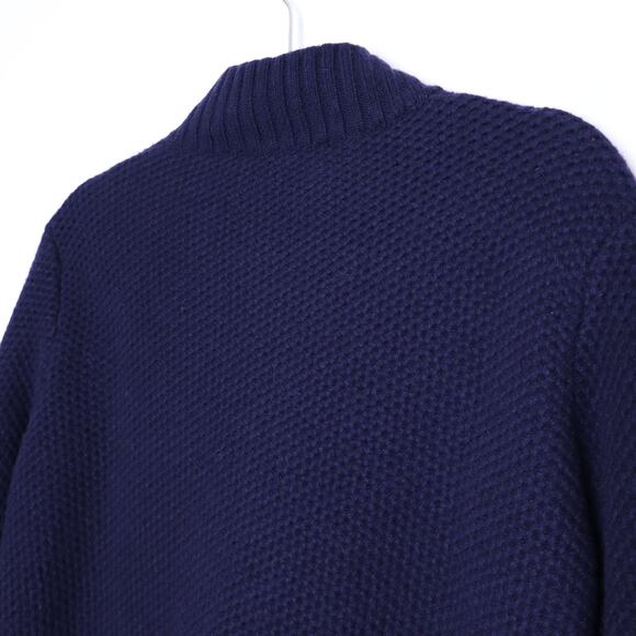 HAMMER MADE Wool Blend Zip Up Moss Stitch Sweater Navy Blue Mockneck Men's M - Picture 6 of 10
